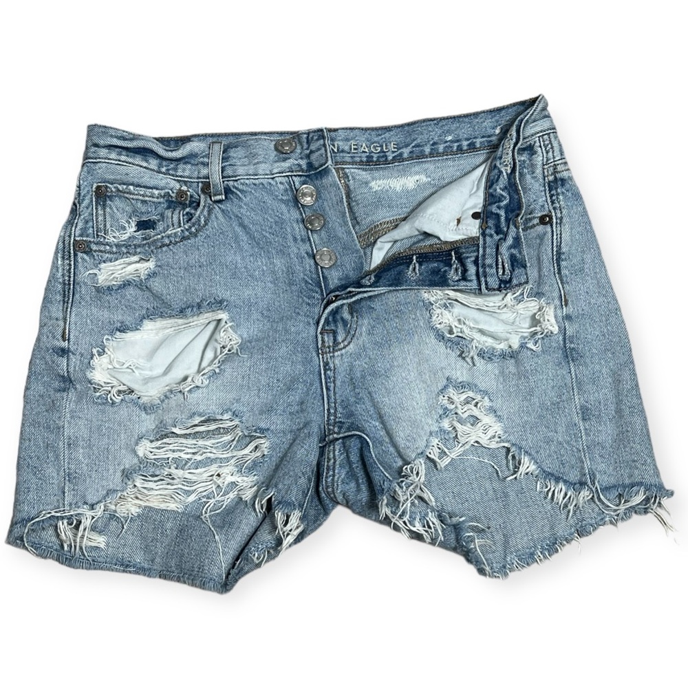 American Eagle 90's boyfriend shorts size 2 100% cotton destroyed high waist - Picture 2 of 5